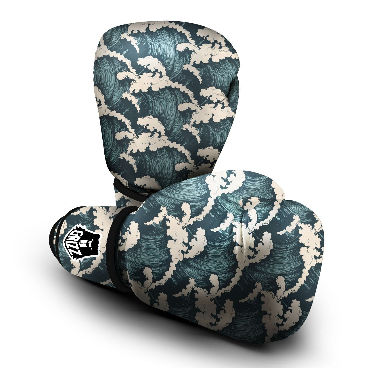 Wave Water Print Pattern Boxing Gloves-grizzshop
