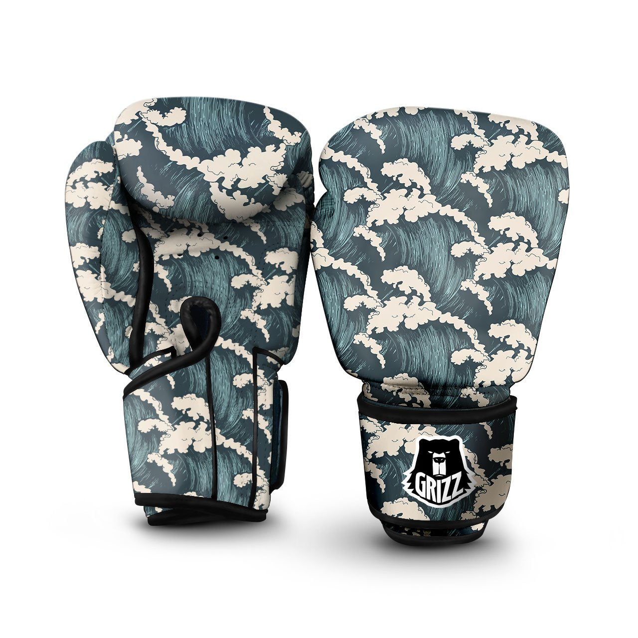 Wave Water Print Pattern Boxing Gloves-grizzshop
