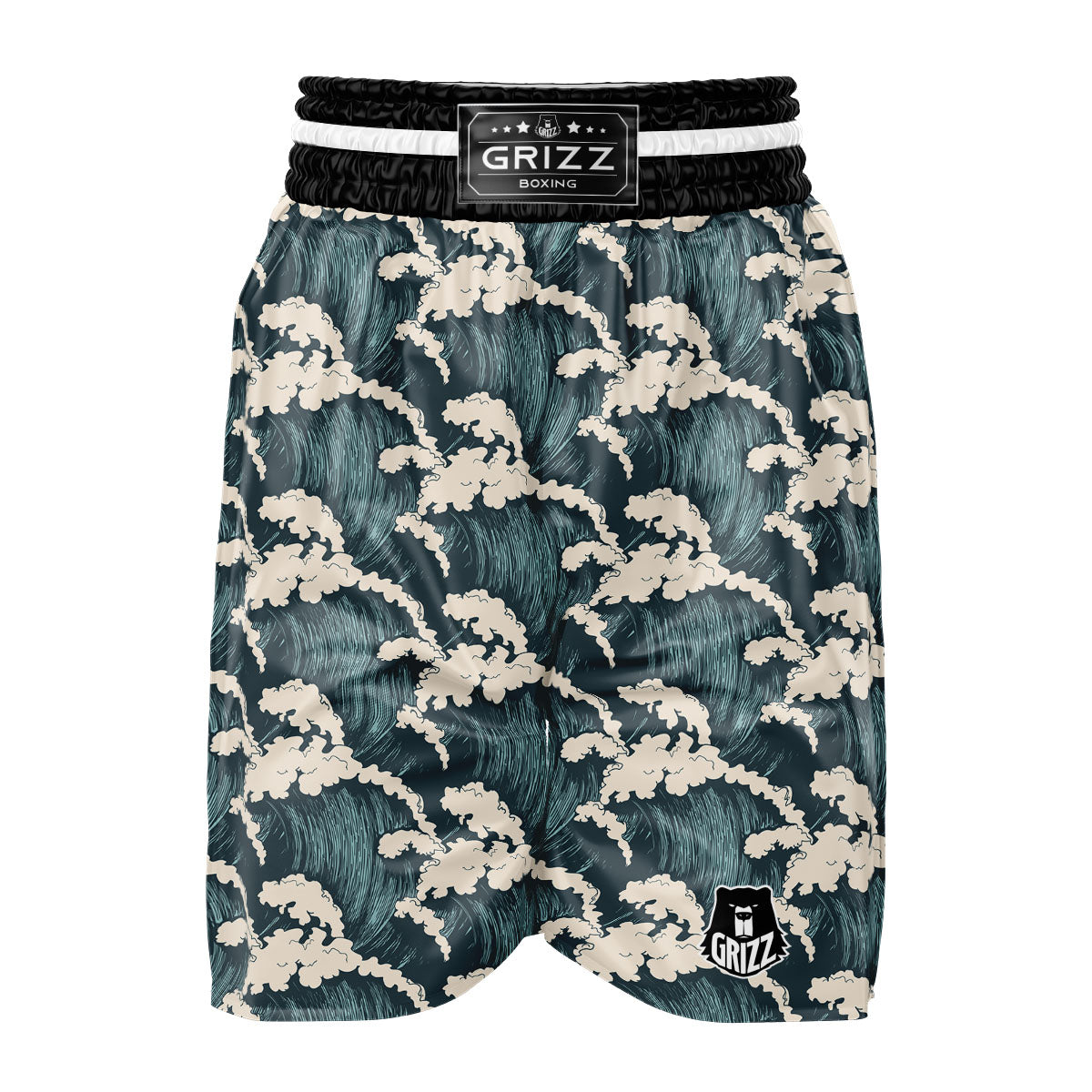 Wave Water Print Pattern Boxing Shorts-grizzshop