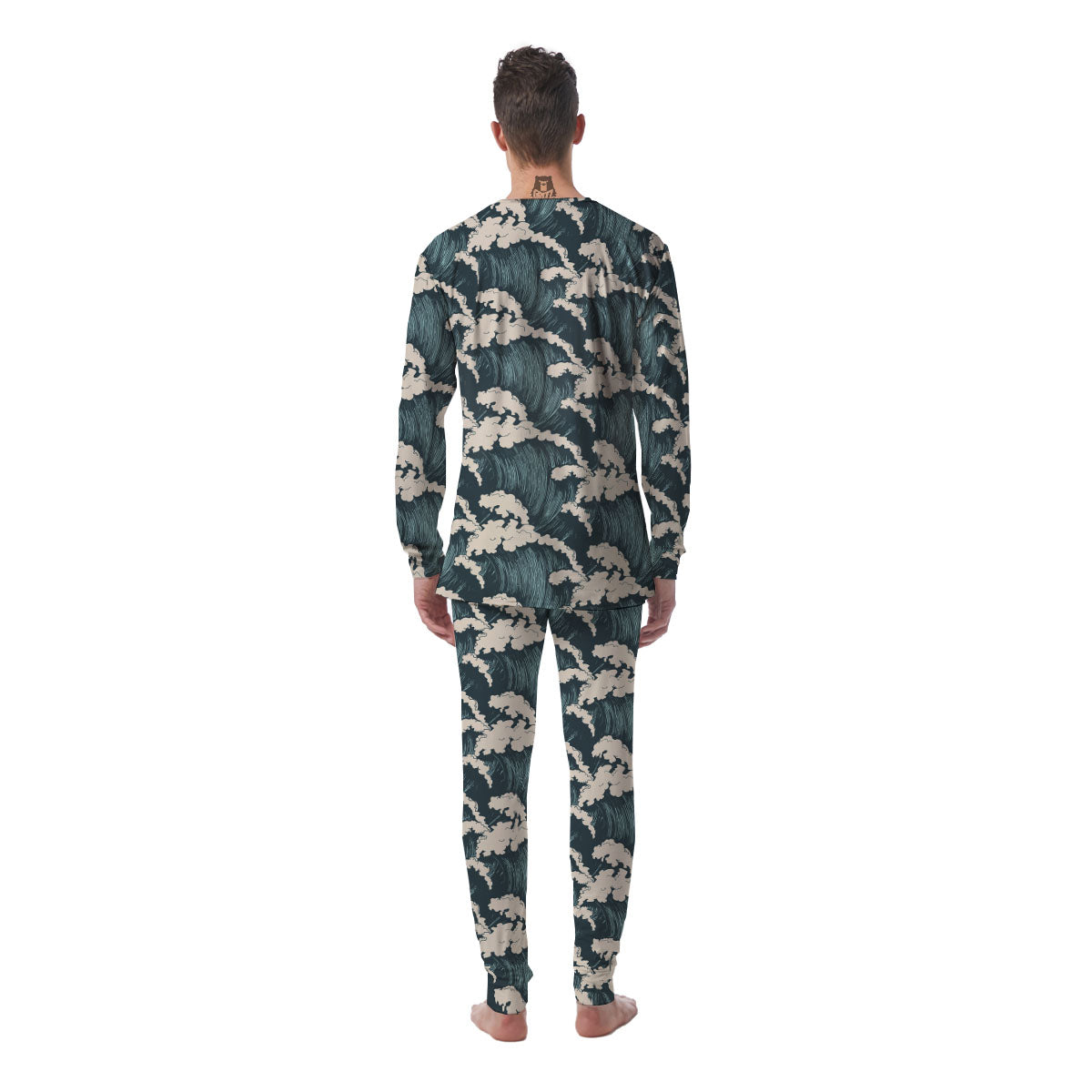 Wave Water Print Pattern Men's Pajamas-grizzshop