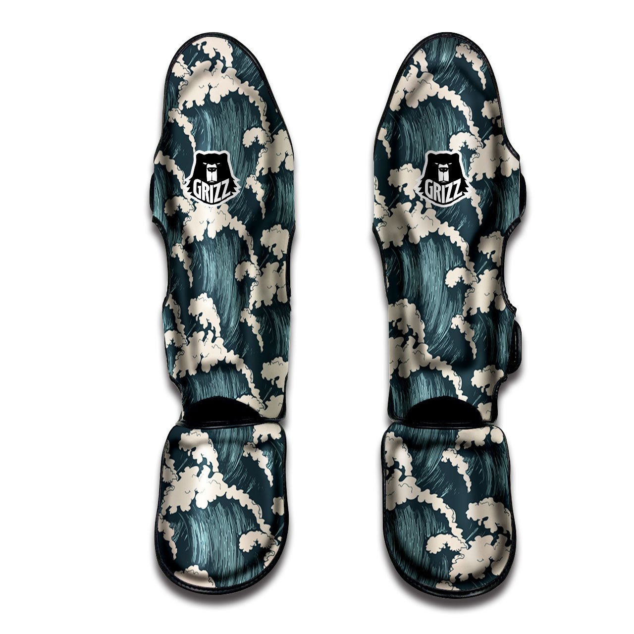 Wave Water Print Pattern Muay Thai Shin Guards-grizzshop