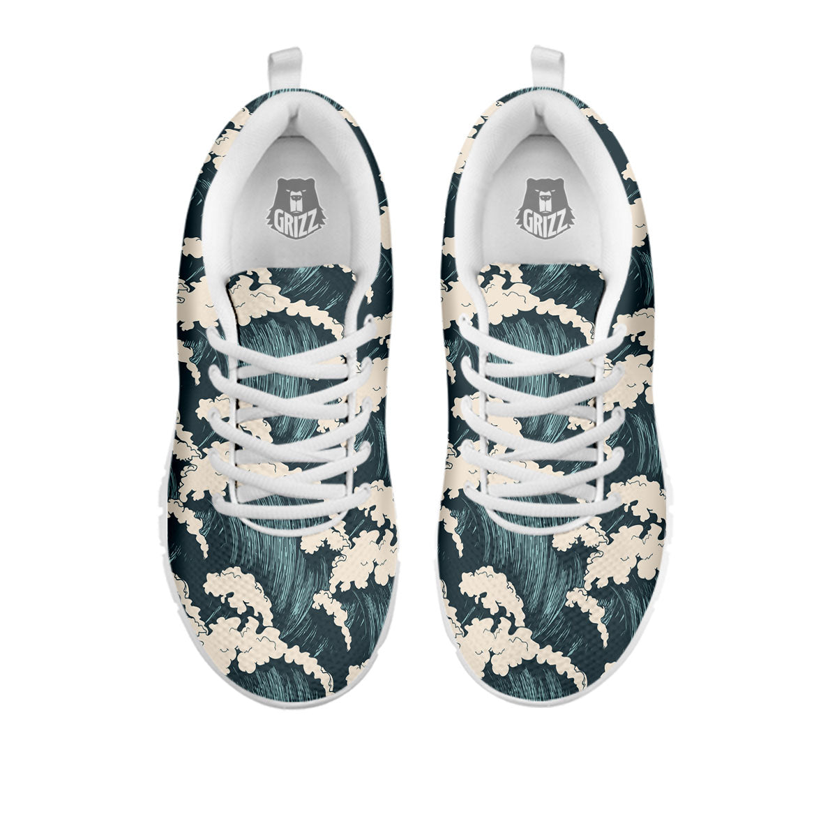 Wave Water Print Pattern White Sneaker-grizzshop