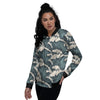 Wave Water Print Pattern Women's Bomber Jacket-grizzshop