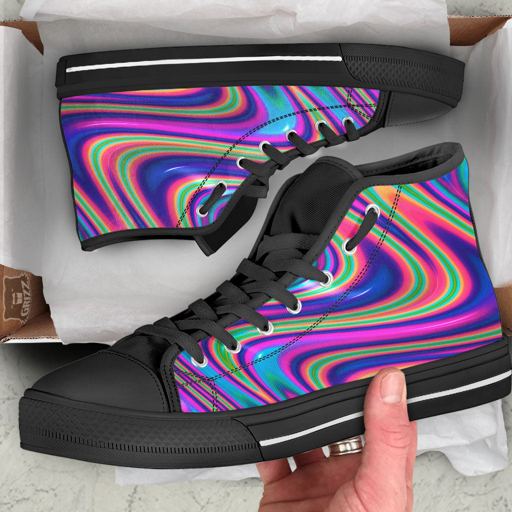 Waves Holographic Print High Top Shoes-grizzshop