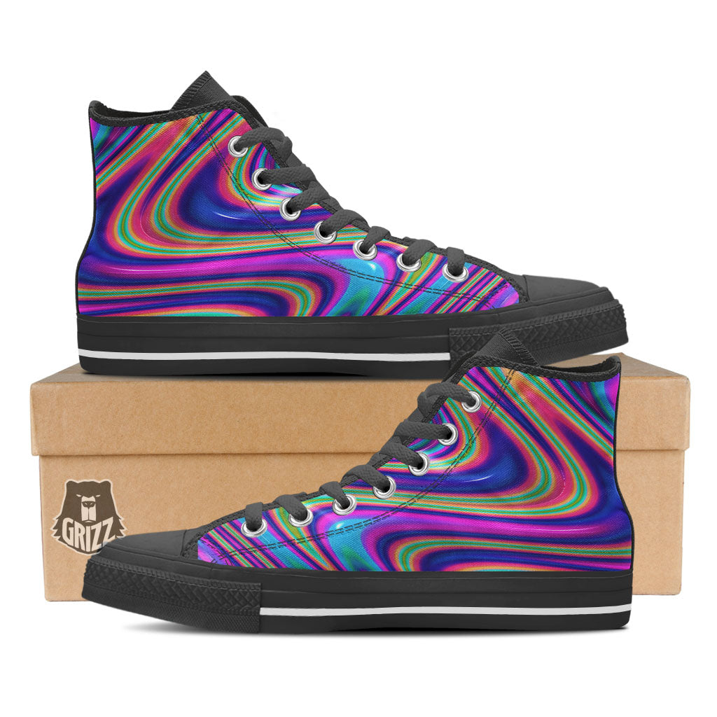 Waves Holographic Print High Top Shoes-grizzshop