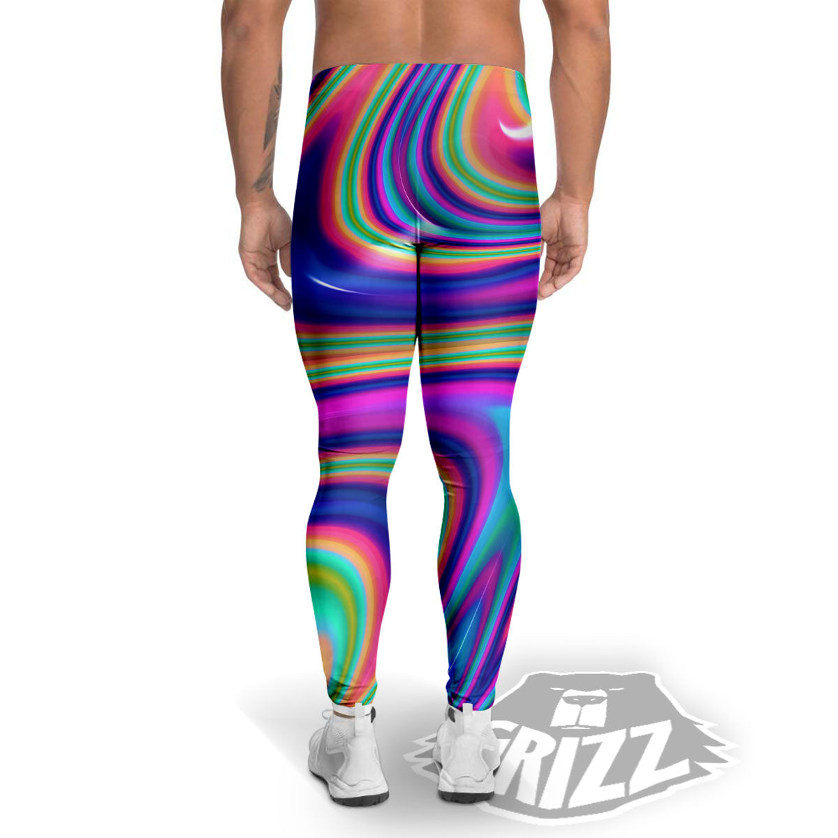 Waves Holographic Print Men's Leggings-grizzshop