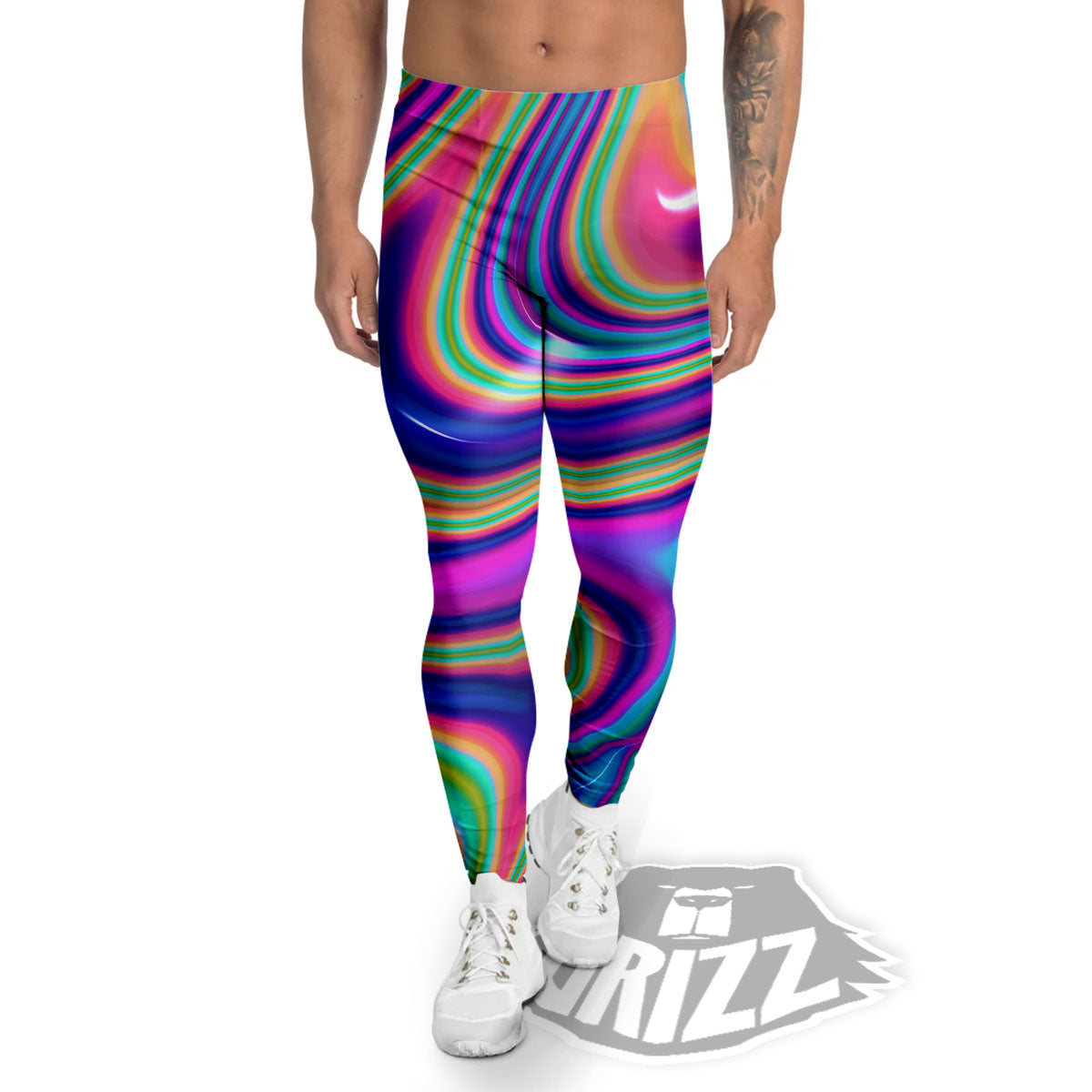 Waves Holographic Print Men's Leggings-grizzshop