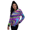 Waves Holographic Print Women's Bomber Jacket-grizzshop