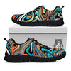 Wavy Psychedelic Print Pattern Black Sneaker-grizzshop