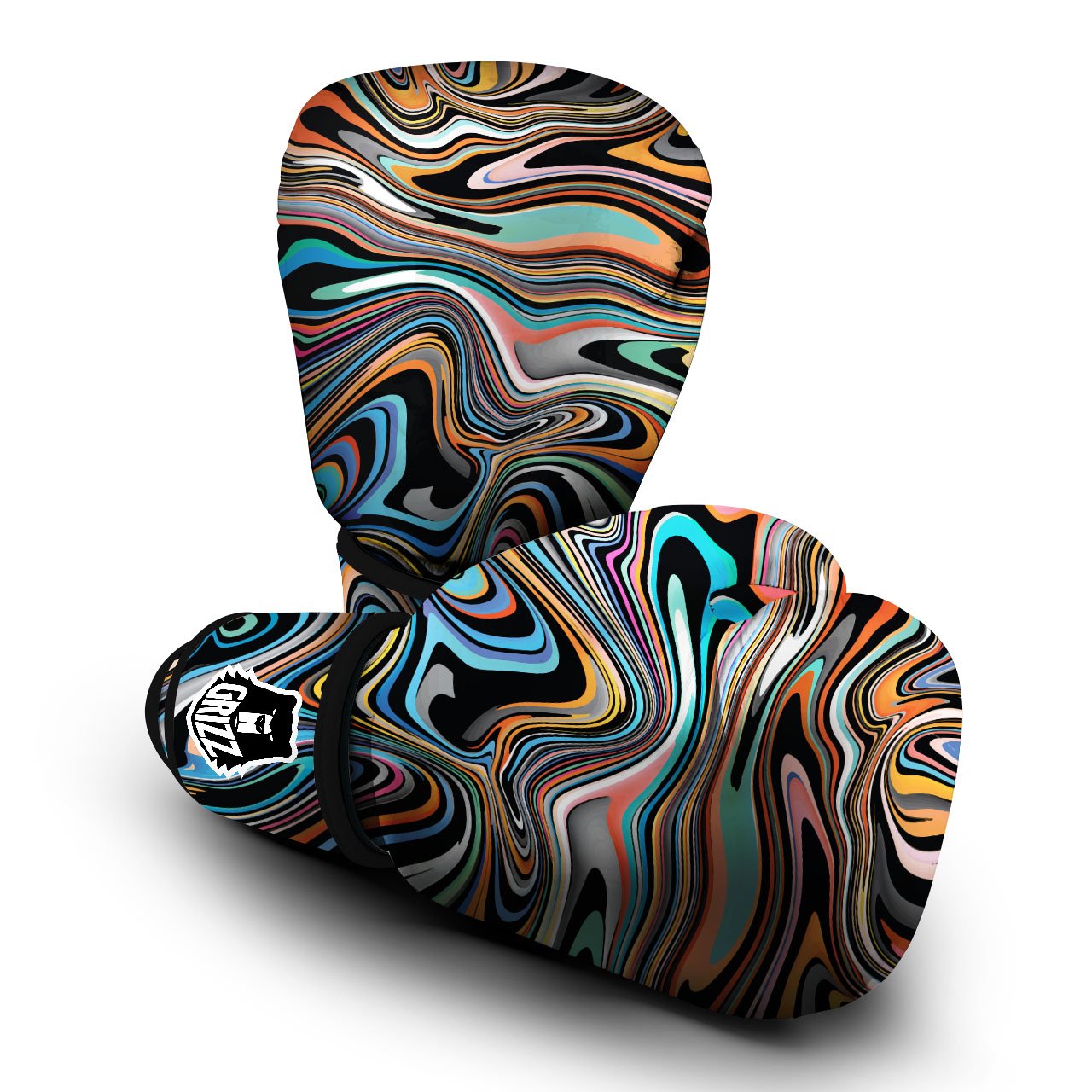 Wavy Psychedelic Print Pattern Boxing Gloves-grizzshop