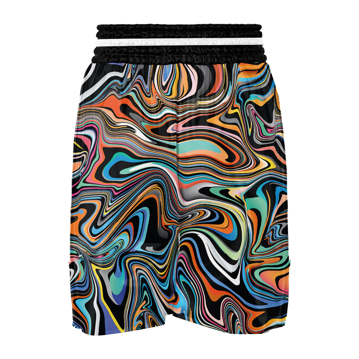 Wavy Psychedelic Print Pattern Boxing Shorts-grizzshop