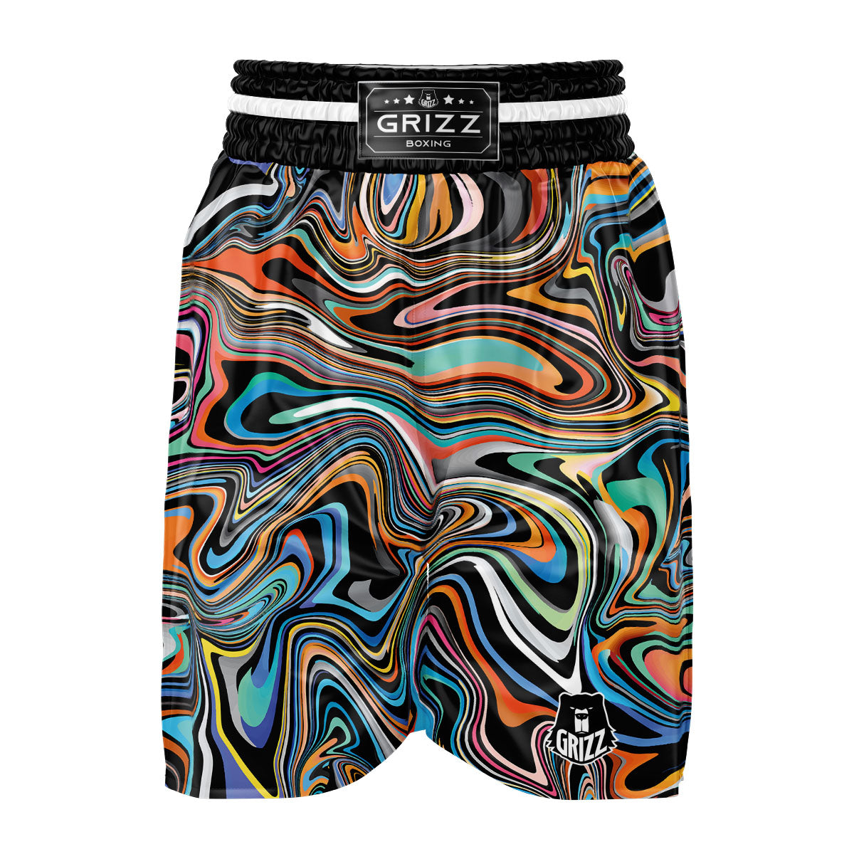 Wavy Psychedelic Print Pattern Boxing Shorts-grizzshop