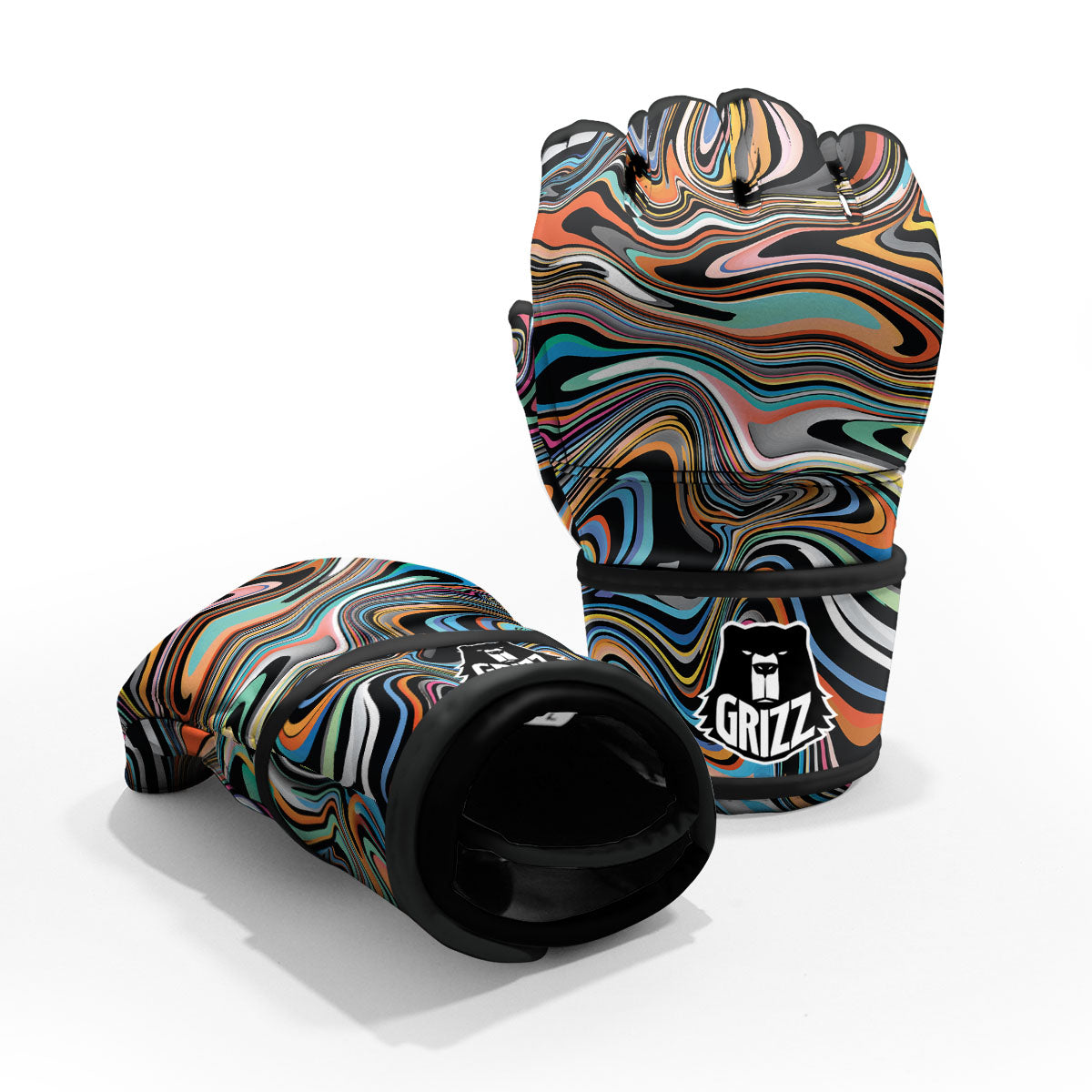 Wavy Psychedelic Print Pattern MMA Gloves-grizzshop