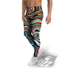 Wavy Psychedelic Print Pattern Men's Leggings-grizzshop