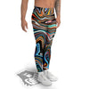 Wavy Psychedelic Print Pattern Men's Leggings-grizzshop