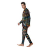 Wavy Psychedelic Print Pattern Men's Pajamas-grizzshop