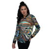 Wavy Psychedelic Print Pattern Women's Bomber Jacket-grizzshop