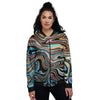 Wavy Psychedelic Print Pattern Women's Bomber Jacket-grizzshop