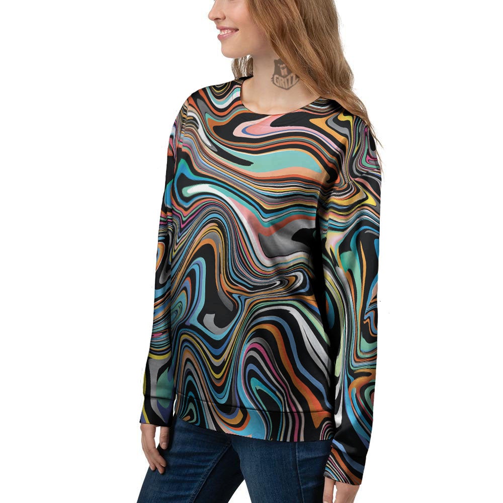Wavy Psychedelic Print Pattern Women's Sweatshirt-grizzshop