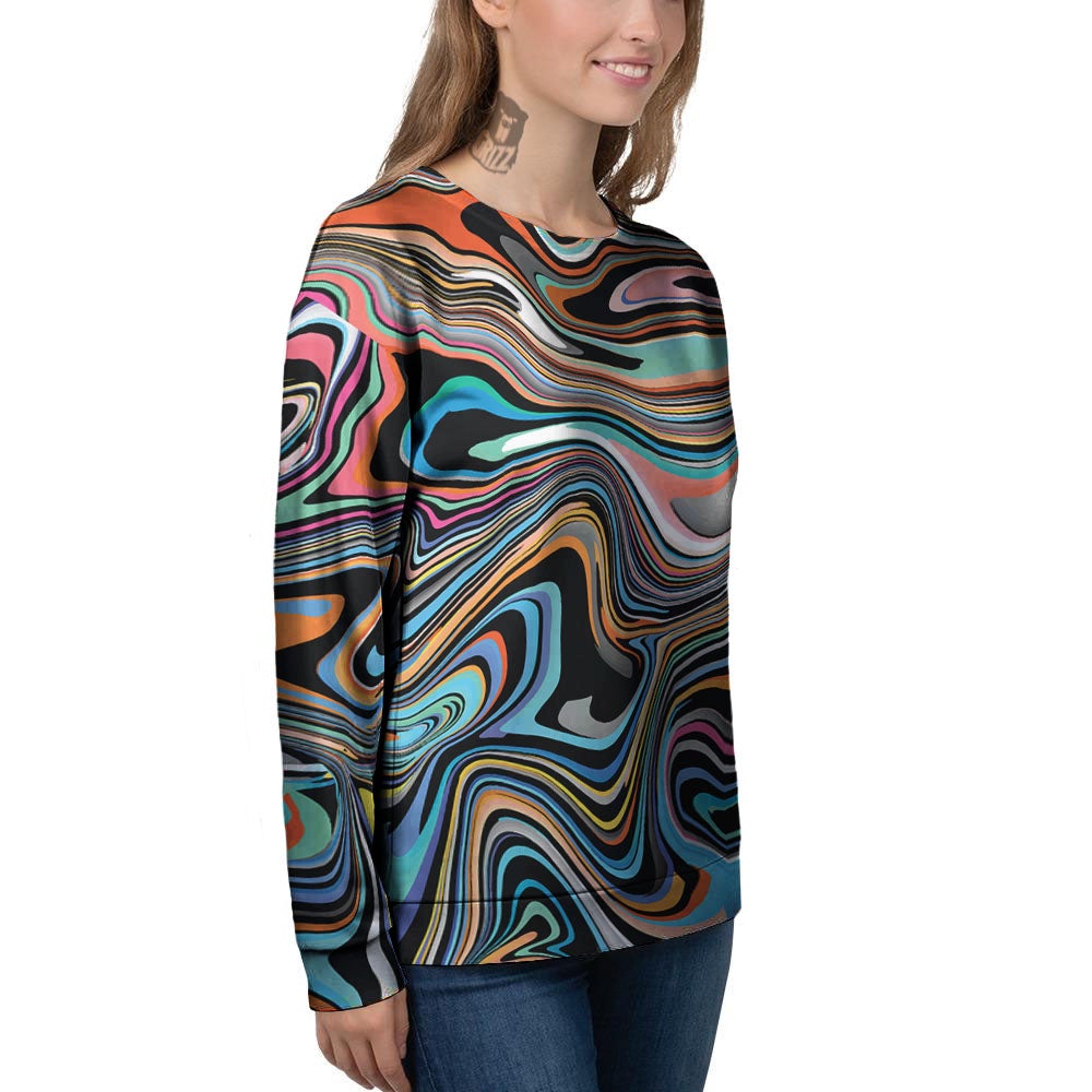 Wavy Psychedelic Print Pattern Women's Sweatshirt-grizzshop