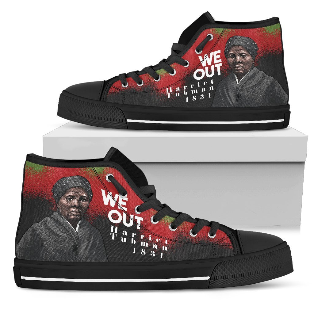 We Out Harriet Tubman Black Women's Classic High Top Canvas Shoes-grizzshop