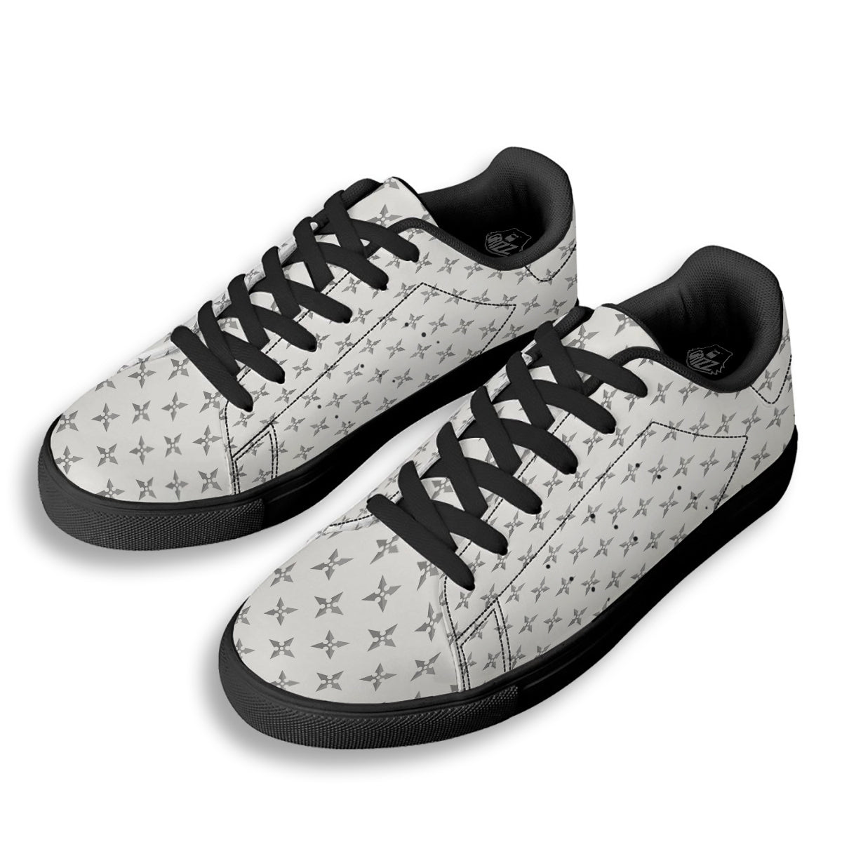Weapon Ninja Print Pattern Black Low Top Sneakers-grizzshop