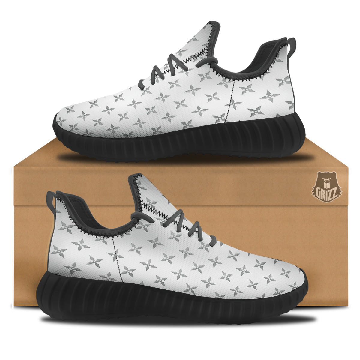 Weapon Ninja Print Pattern Black Walking Shoes-grizzshop