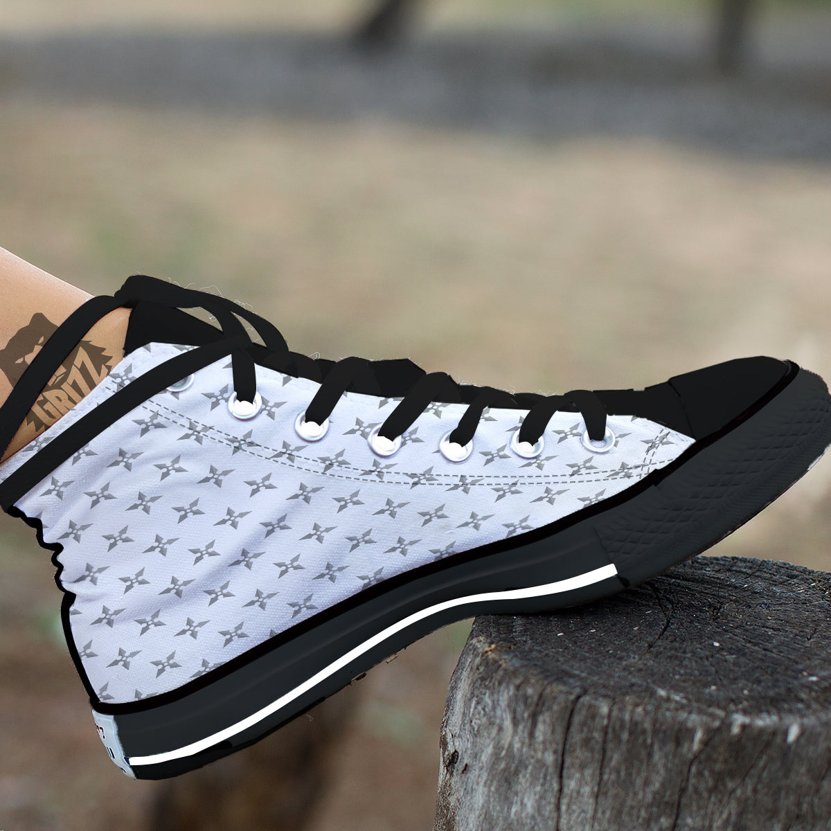 Weapon Ninja Print Pattern High Top Shoes-grizzshop