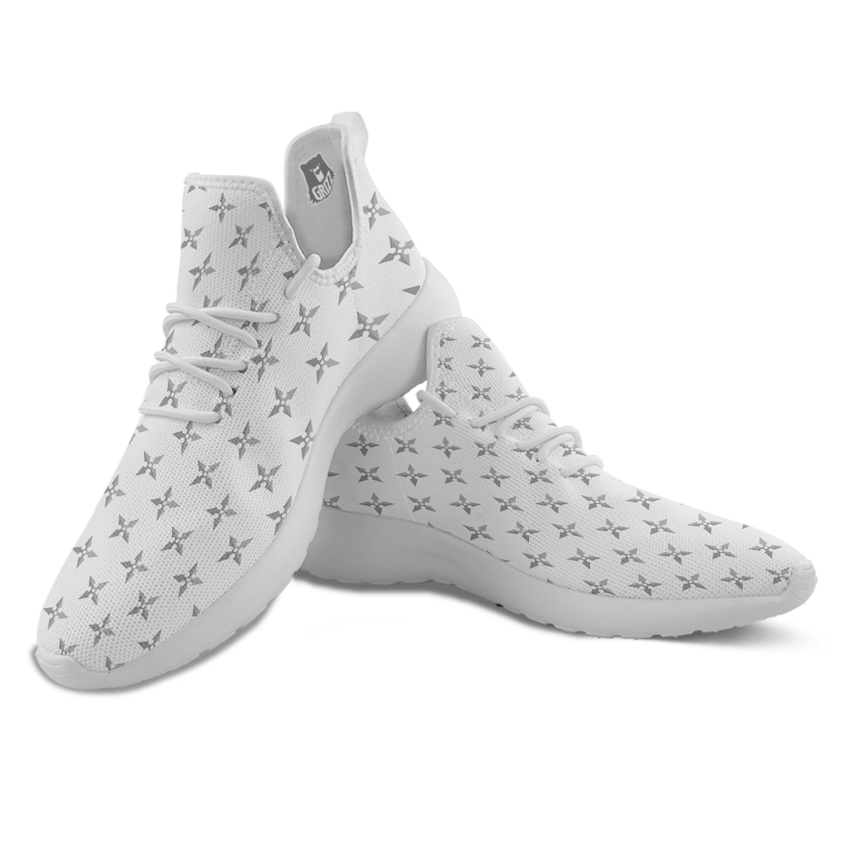 Weapon Ninja Print Pattern White Athletic Shoes-grizzshop