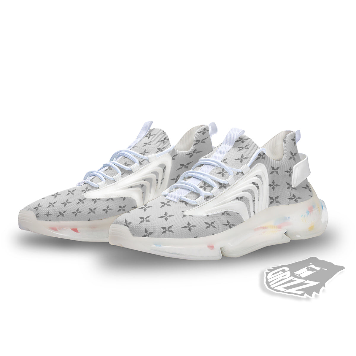 Weapon Ninja Print Pattern White Gym Shoes-grizzshop