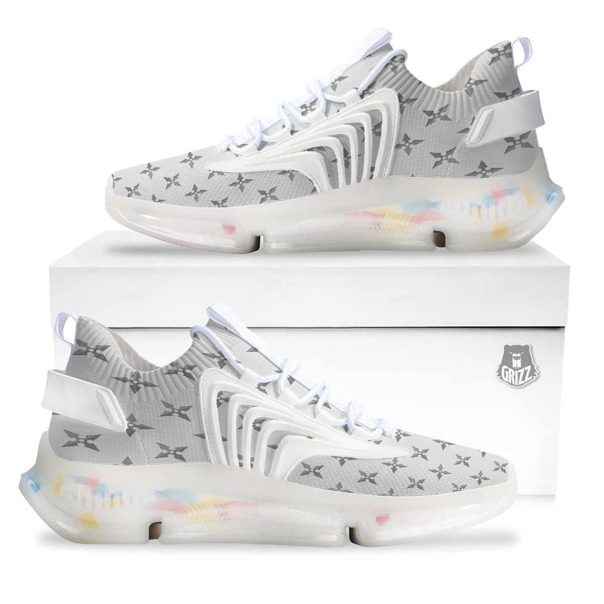 Weapon Ninja Print Pattern White Gym Shoes-grizzshop