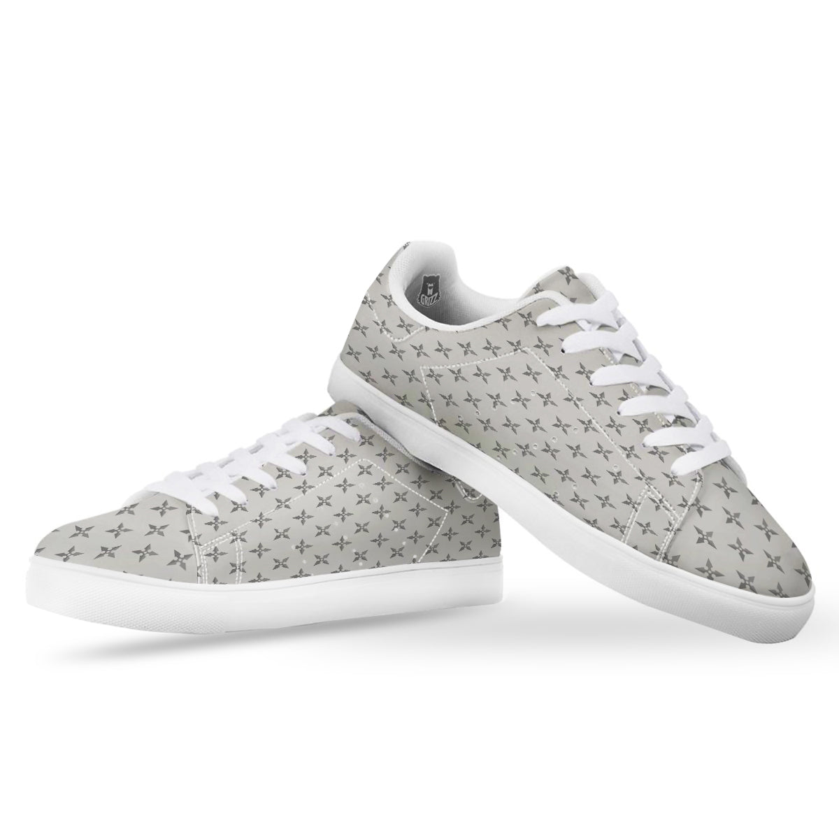 Weapon Ninja Print Pattern White Low Top Sneakers-grizzshop