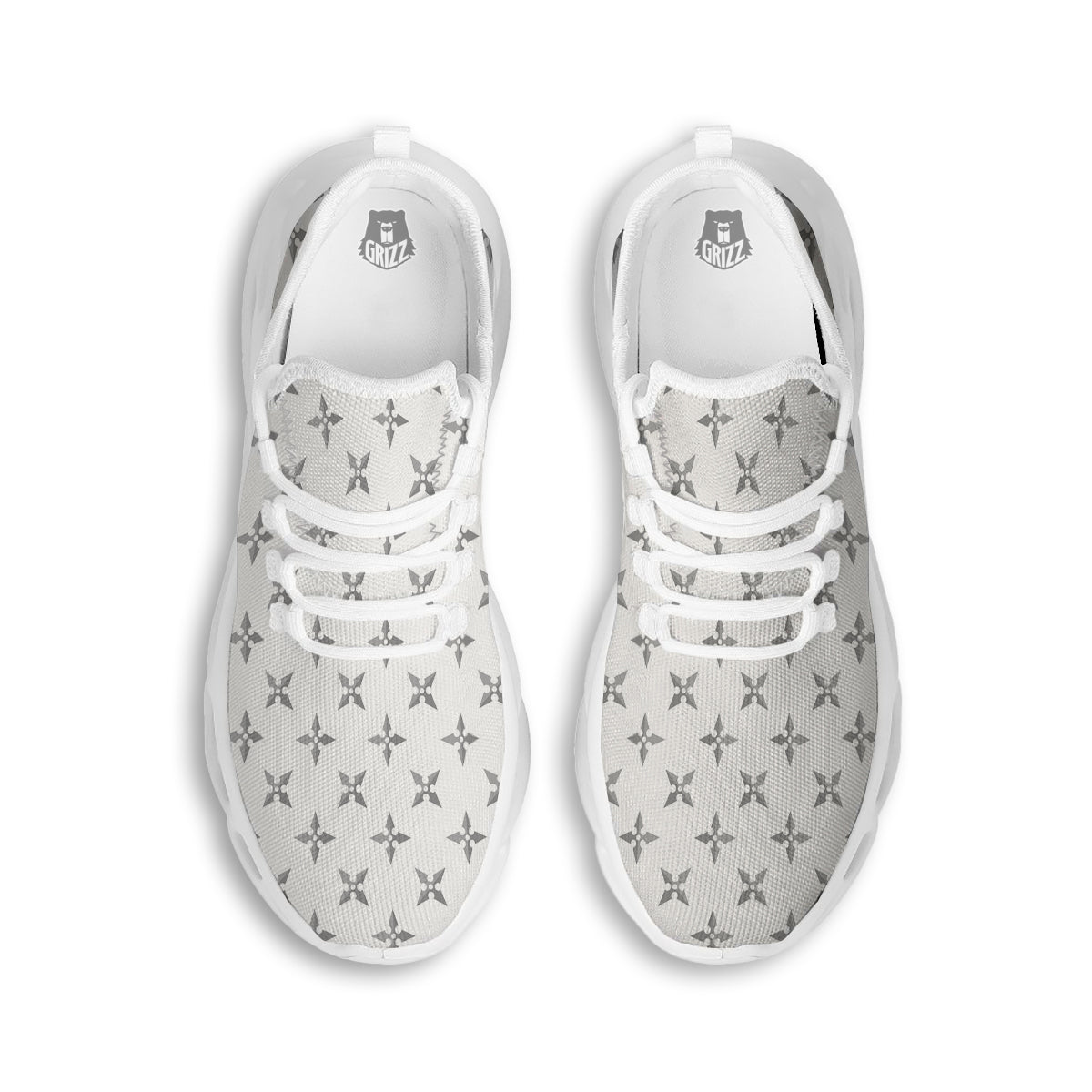 Weapon Ninja Print Pattern White Running Shoes-grizzshop