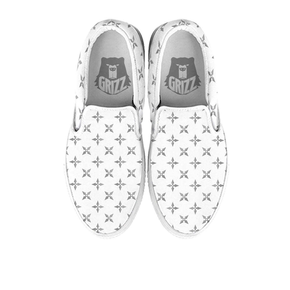 Weapon Ninja Print Pattern White Slip On Shoes-grizzshop