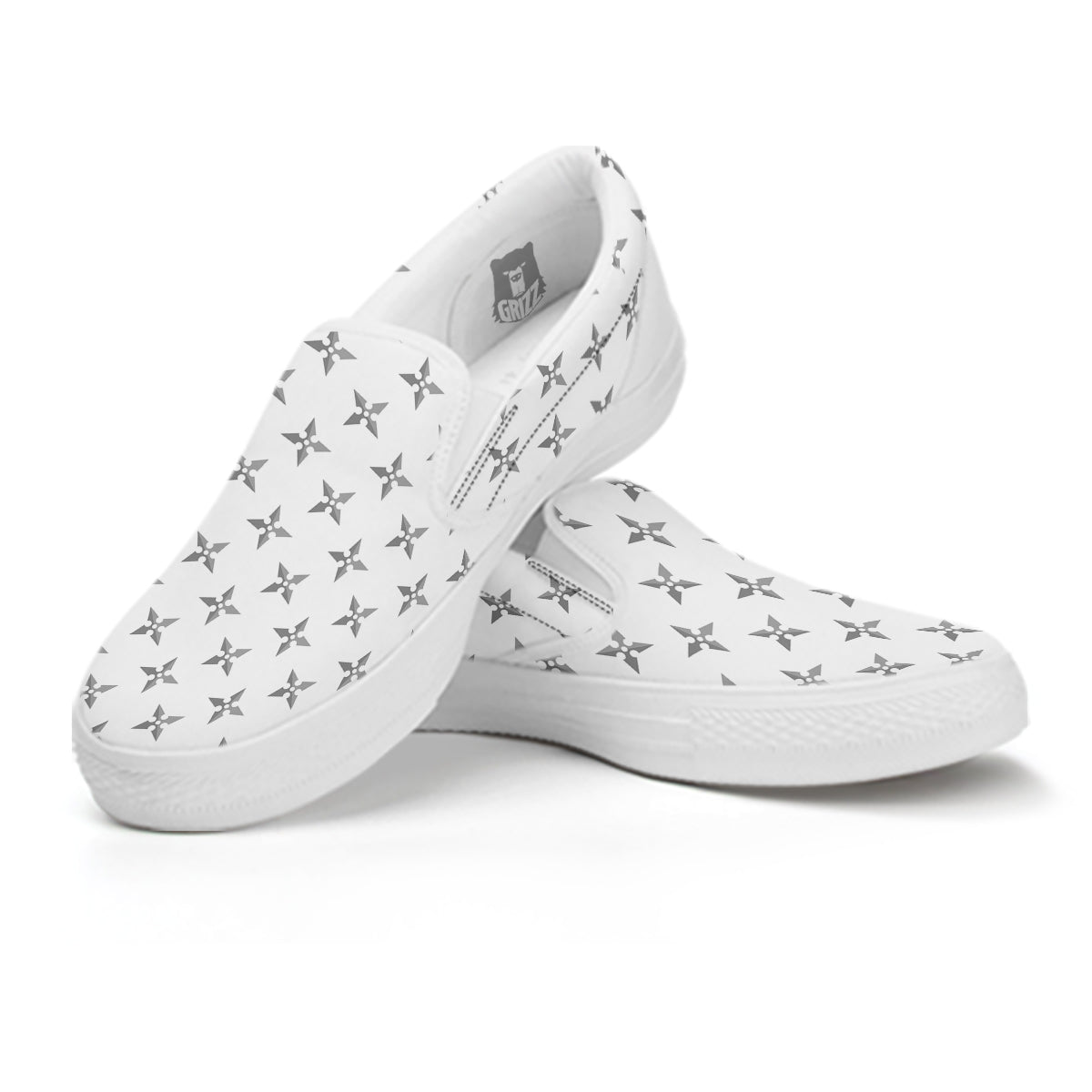 Weapon Ninja Print Pattern White Slip On Shoes-grizzshop