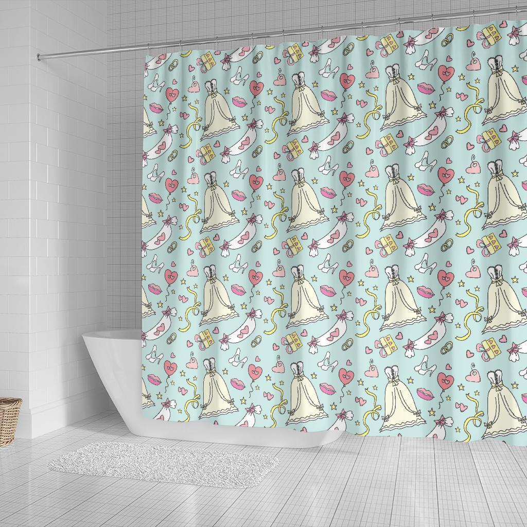 Wedding Pastel Pattern Print Bathroom Shower Curtain-grizzshop