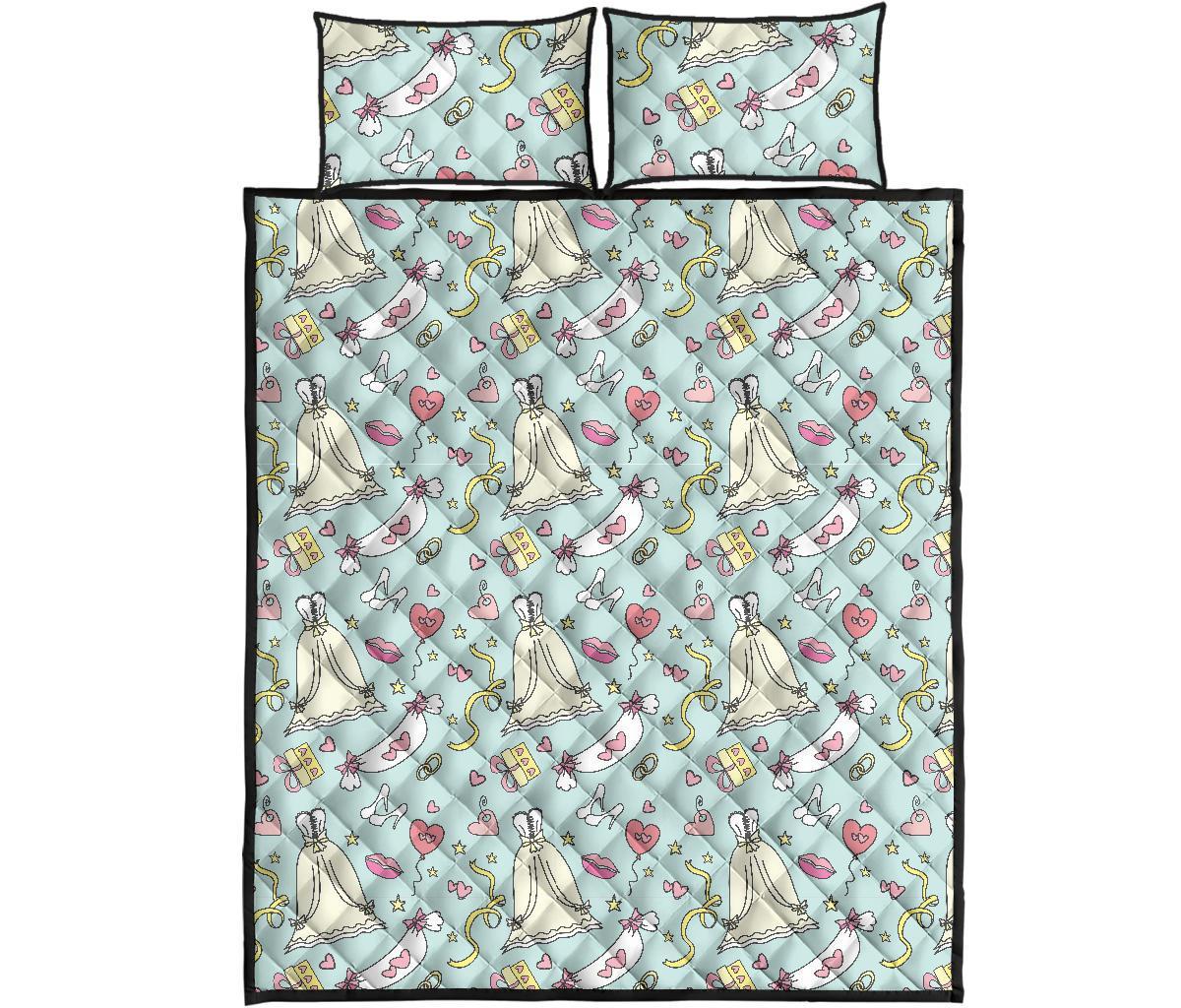 Wedding Pastel Pattern Print Bed Set Quilt-grizzshop