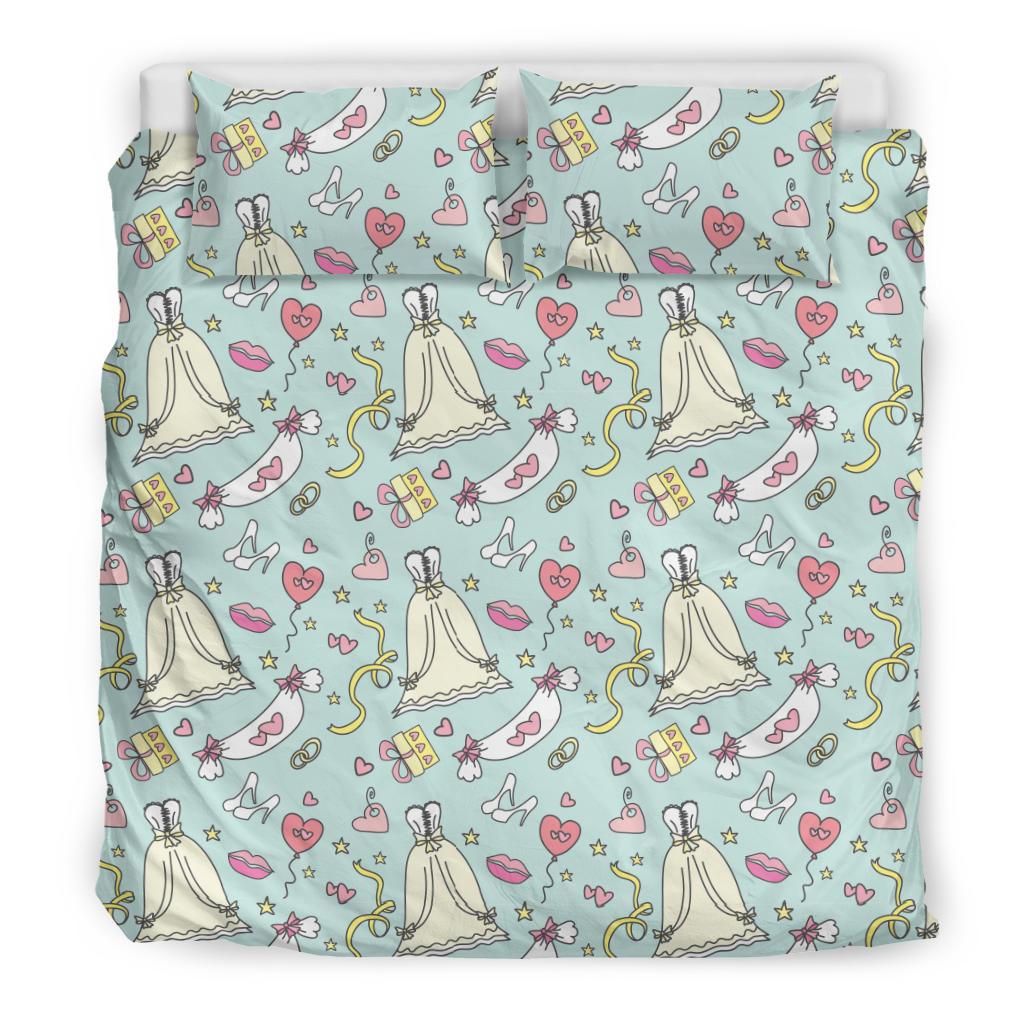 Wedding Pastel Pattern Print Duvet Cover Bedding Set-grizzshop