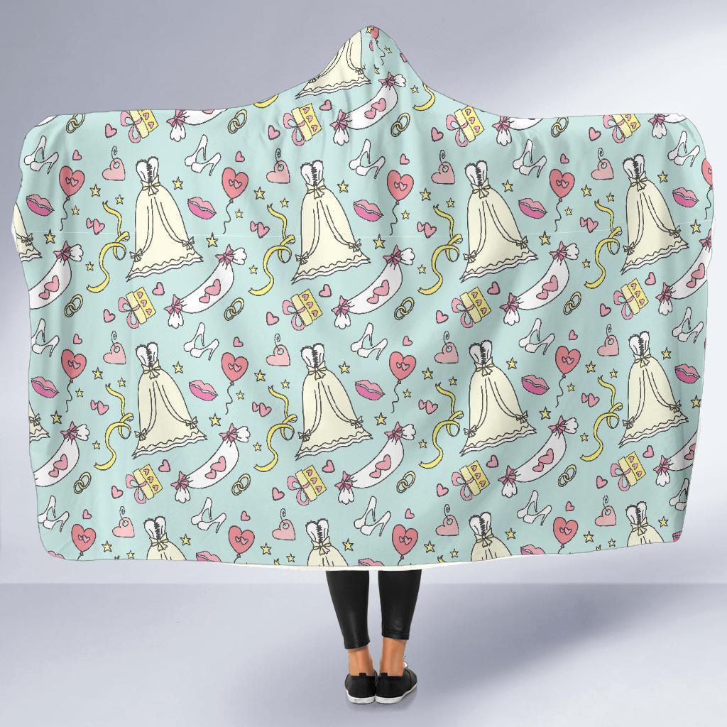 Wedding Pastel Pattern Print Hooded Blanket-grizzshop
