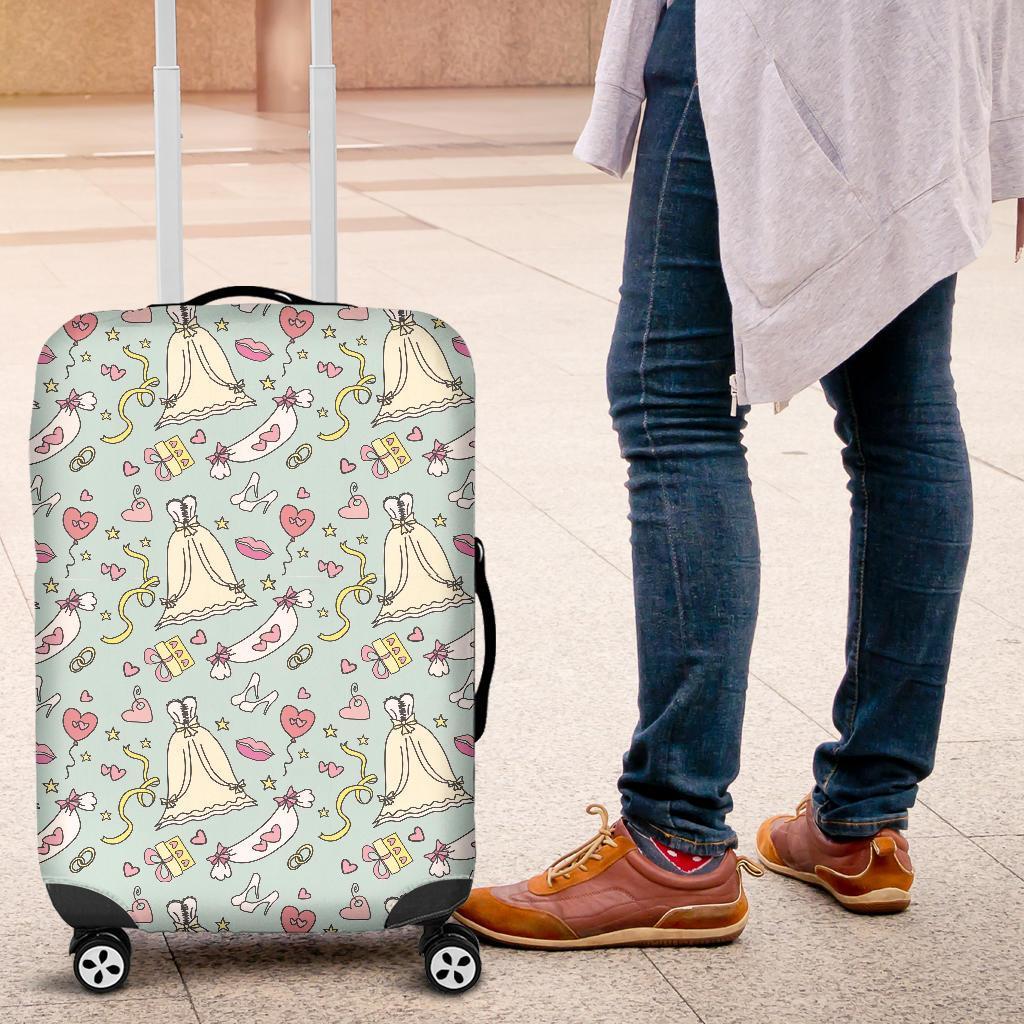 Wedding Pastel Pattern Print Luggage Cover Protector-grizzshop