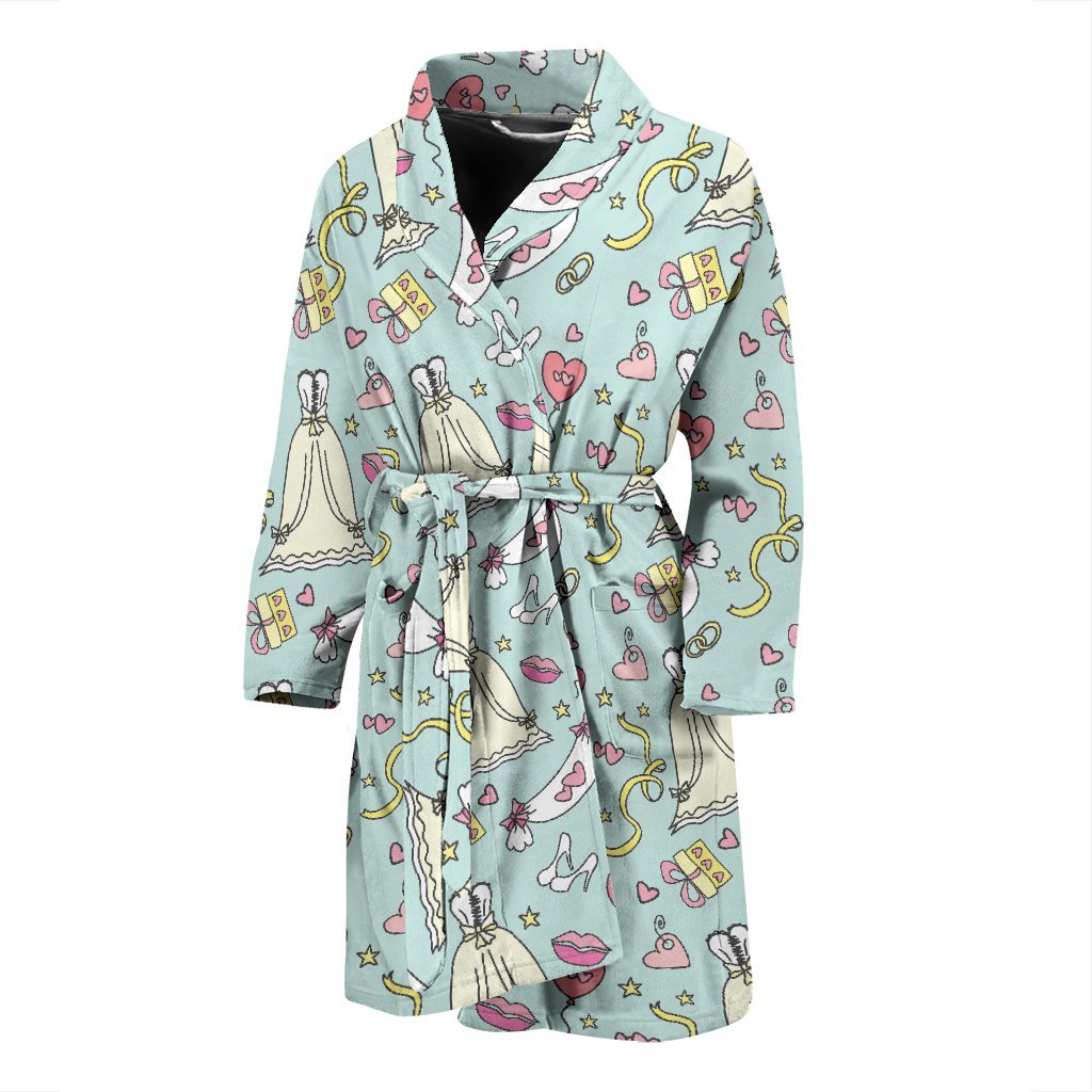 Wedding Pastel Pattern Print Men Long Robe-grizzshop