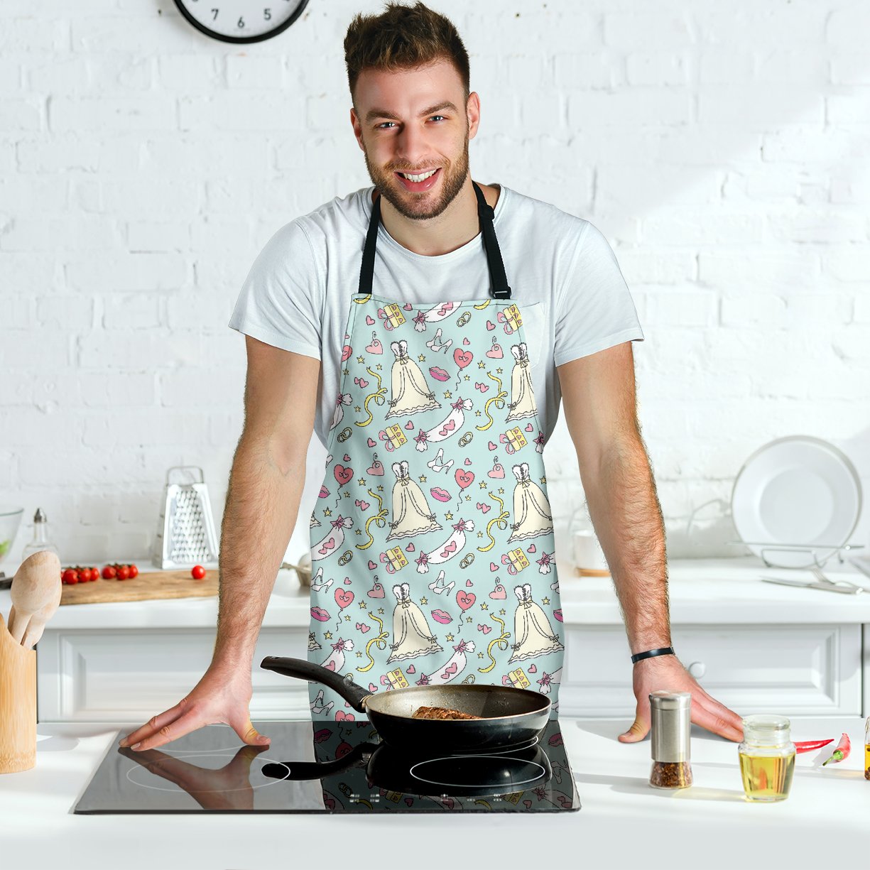 Wedding Pastel Pattern Print Men's Apron-grizzshop