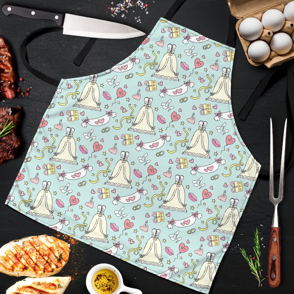 Wedding Pastel Pattern Print Men's Apron-grizzshop