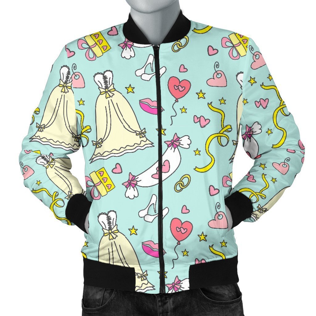 Wedding Pastel Pattern Print Men's Bomber Jacket-grizzshop