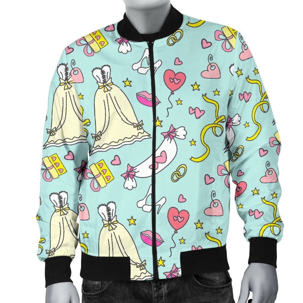 Wedding Pastel Pattern Print Men's Bomber Jacket-grizzshop