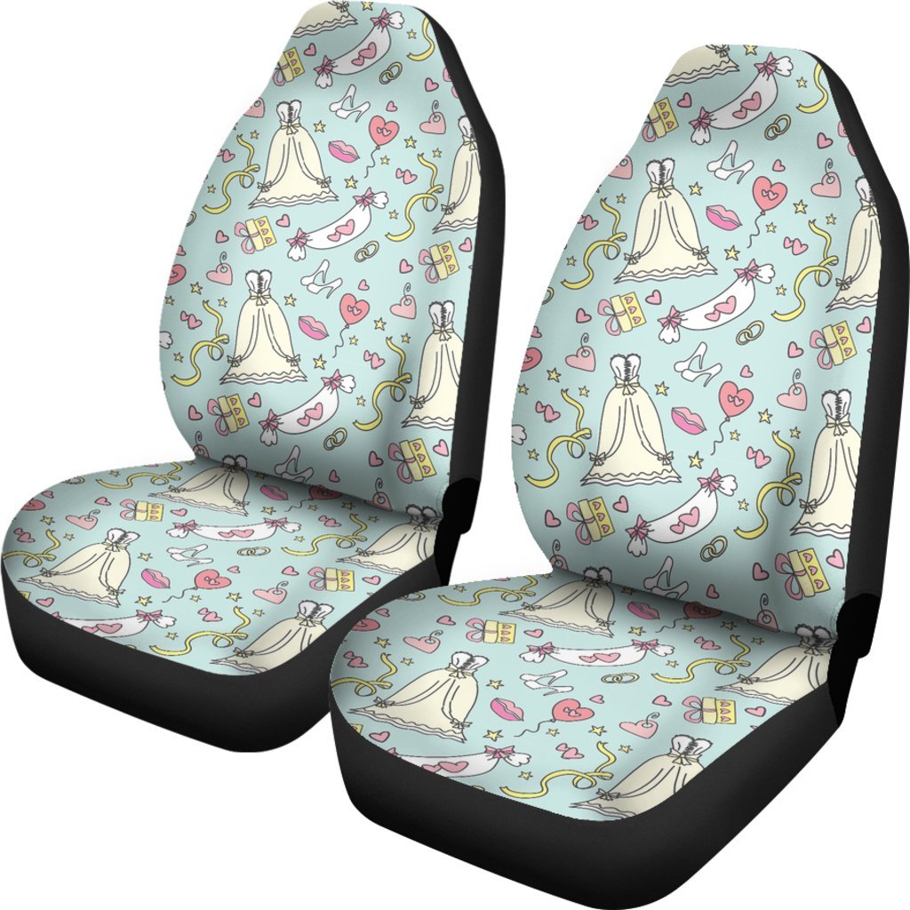 Wedding Pastel Pattern Print Universal Fit Car Seat Covers-grizzshop