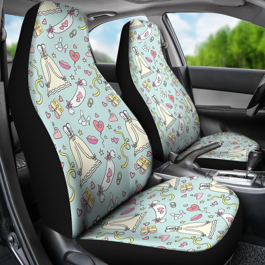 Wedding Pastel Pattern Print Universal Fit Car Seat Covers-grizzshop