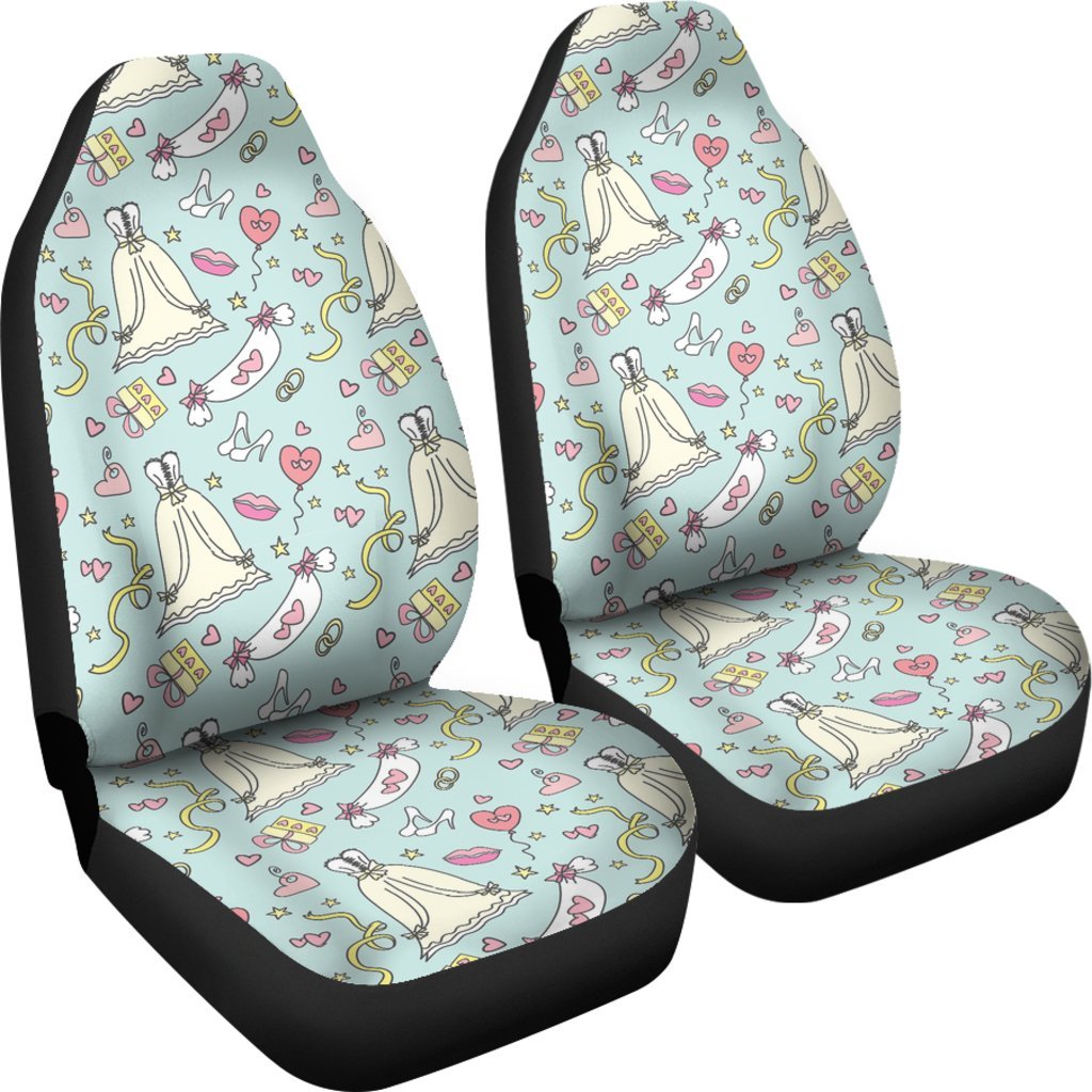 Wedding Pastel Pattern Print Universal Fit Car Seat Covers-grizzshop