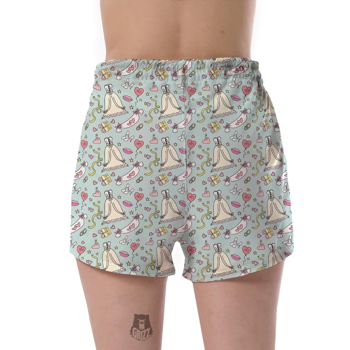 Wedding Pastel Pattern Print Women's Shorts-grizzshop