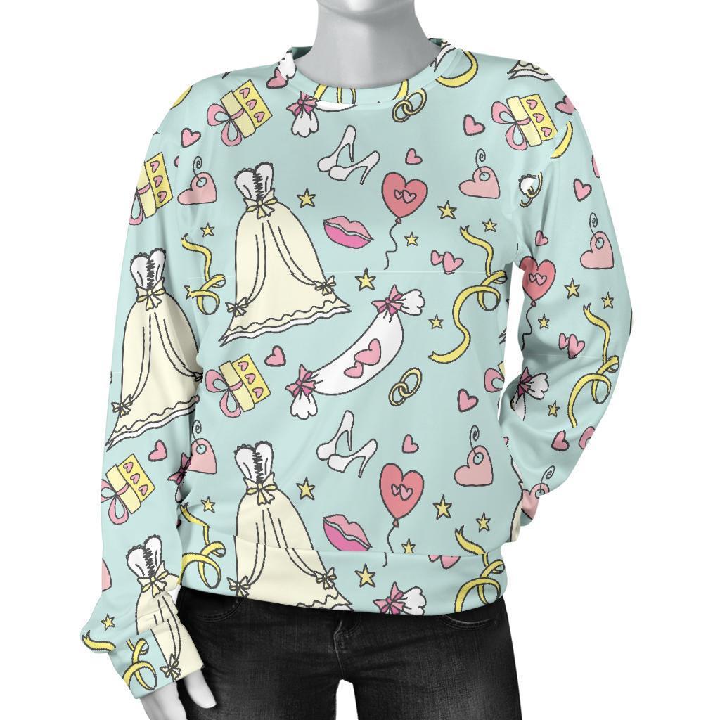 Wedding Pastel Pattern Print Women's Sweatshirt-grizzshop